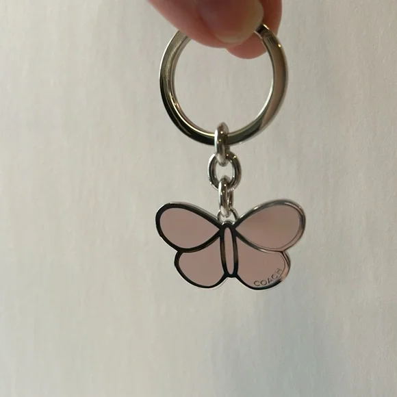 NWOT COACH Butterfly Keychain Fob Purse Charm in Pastel Pink - Picture 6 of 7